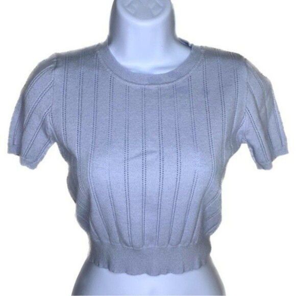 Forever 21 Short Sleeve Knit Top Light Blue Small - Picture 1 of 4